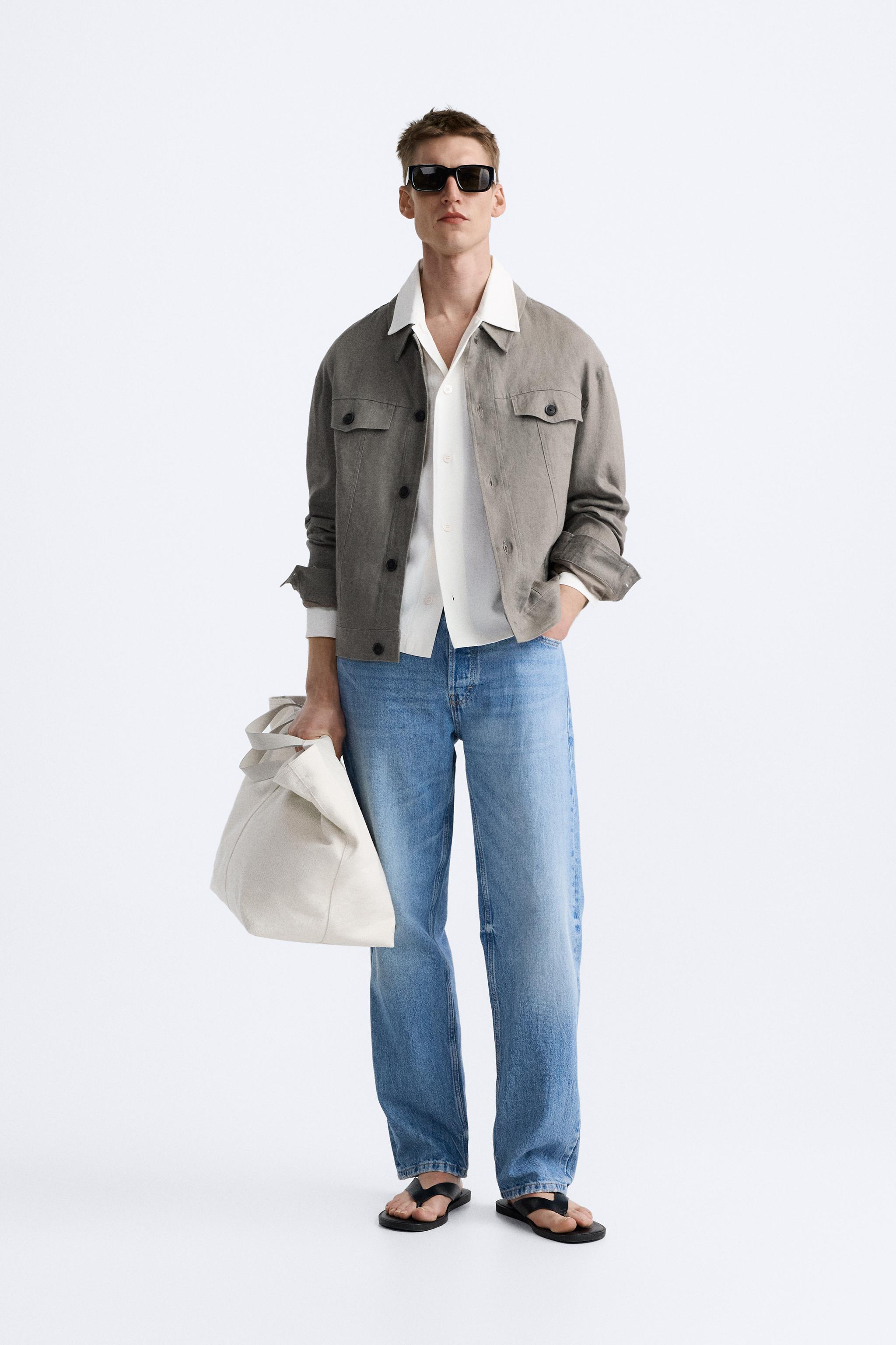 Zara khaki cheap denim jacket