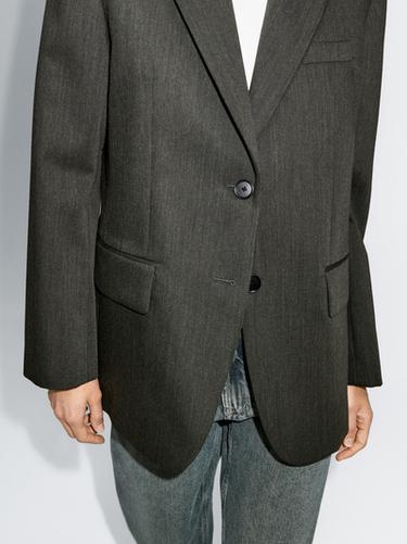 Zara 100% wool two-button blazer - Dark green - Image 0