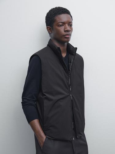 Zara Reversible water-repellent down blend waistcoat - Dark navy