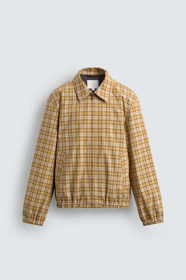 جاكيت مربعات بقصة عادية - Ecru/Yellow الخاص بـ Zara