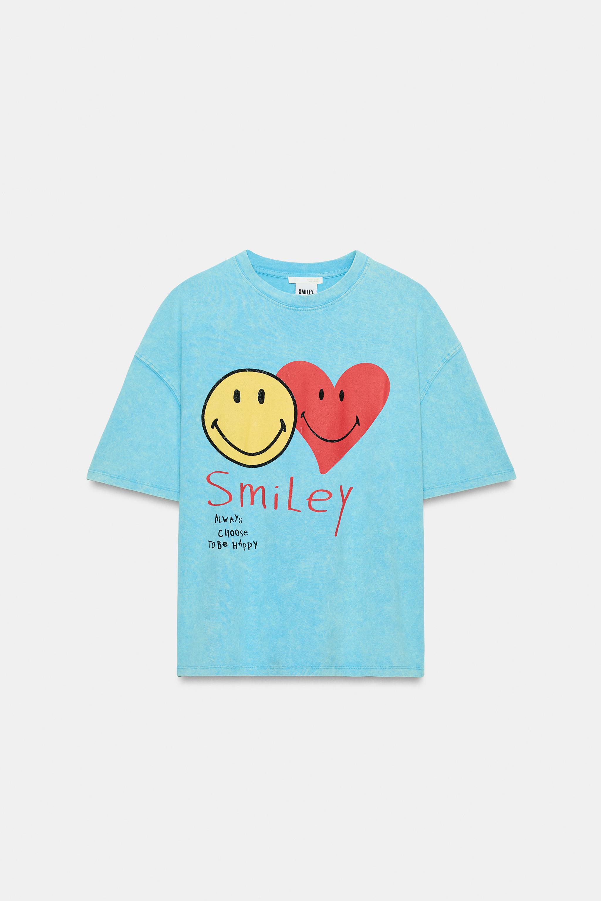 Женские футболки Zara SMILEY® WASHED EFFECT T-SHIRT — фото 5