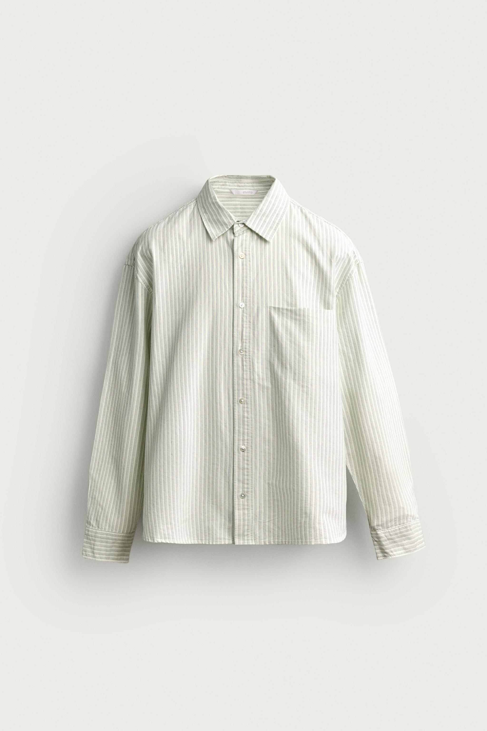 RELAXED FIT OXFORD SHIRT — Ecru / Green