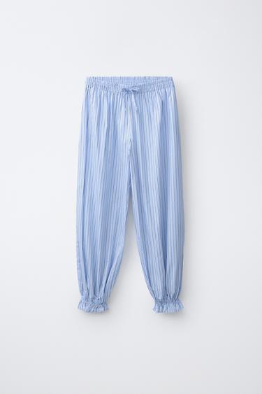 PANTALÓN BOMBACHO RAYAS - Azul de Zara