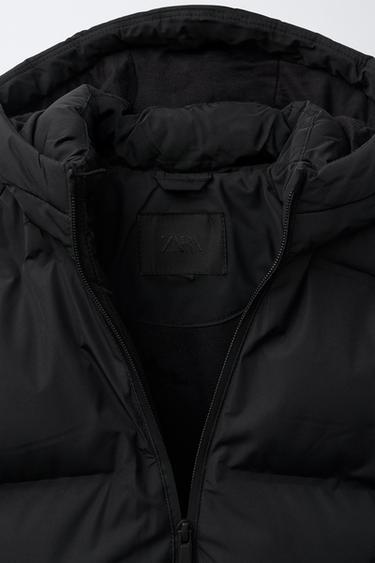 WATER-REPELLENT HOODED PUFFER COAT - Black by Zara - Image 9