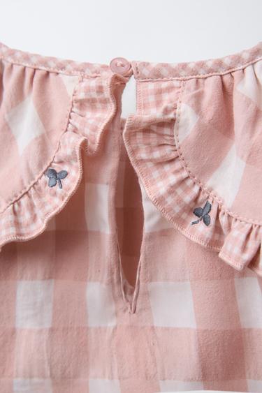 CHECK SHIRT WITH FLOWER EMBROIDERY - Pink by Zara - Image 2