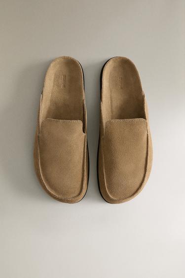 LEATHER MULE CLOG SLIPPERS - Taupe Grey by Zara - Image 2