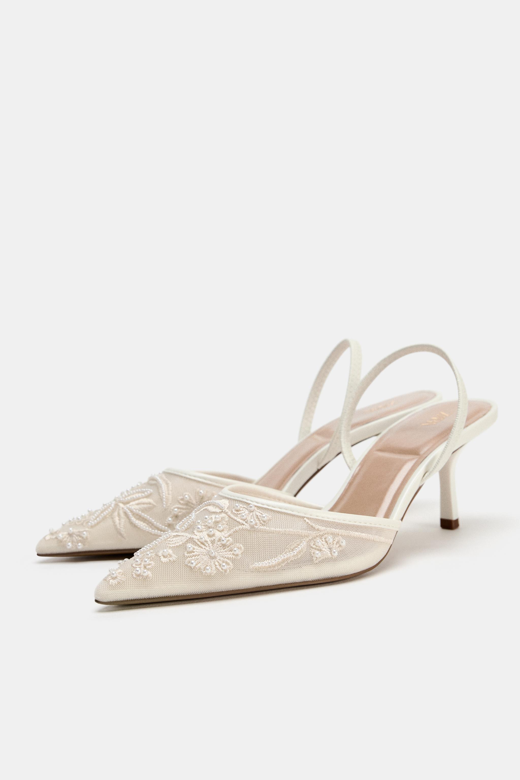 EMBROIDERED MESH SLINGBACKS - White | ZARA Australia