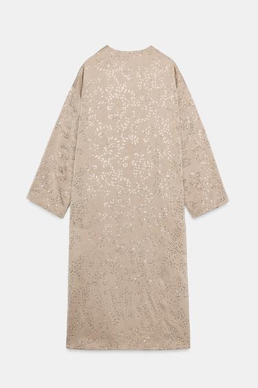 KIMONO PAILLETTES - Gris taupe de Zara - Image 9
