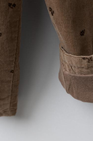 PANTALON BAGGY EN VELOURS CÔTELÉ FIN AVEC DOUBLURE - Marron / Taupe de Zara - Image 3