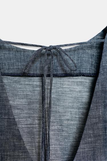 ROBE COURTE À MANCHES BOUFFANTES - Bleu de Zara - Image 8