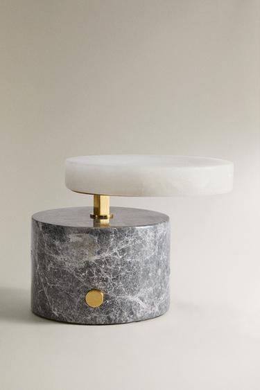 ALABASTER AND MARBLE TABLE LAMP - Anthracite grey by Zara - Image 0