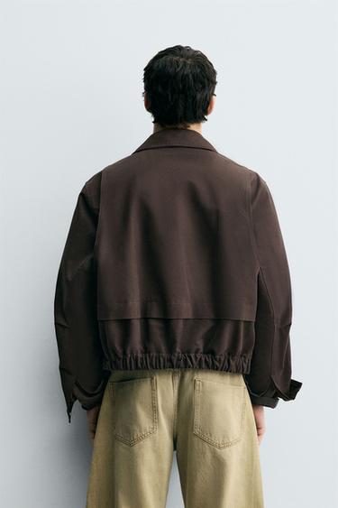 CROPPED FIT JACKET - Dark brown by Zara - Image 2