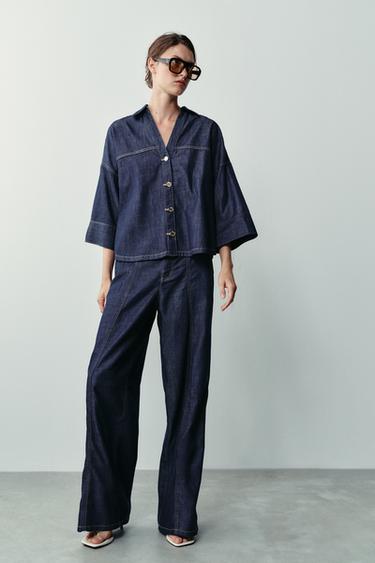 Z1975 HIGH-WAIST WIDE-LEG JOGGER JEANS - Blue by Zara
