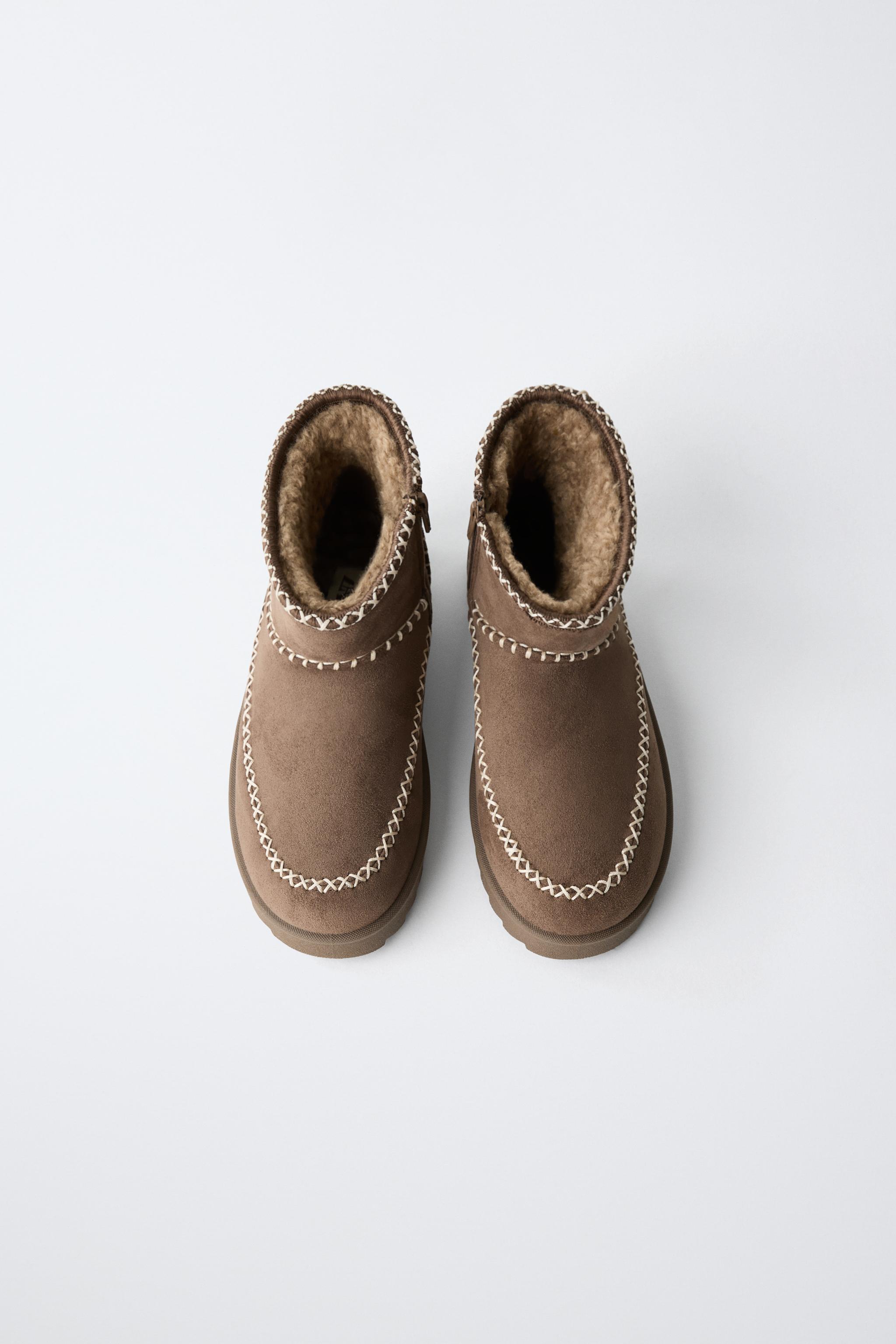 FAUX SHEARLING STITCHED BOOTIES