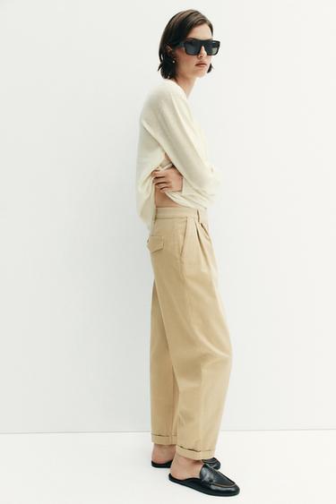 PANTALÓN CHINO VUELTA - Camel claro de Zara