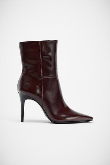 BOTIN TACÓN ALTO FINO - Rojo Burdeos de Zara
