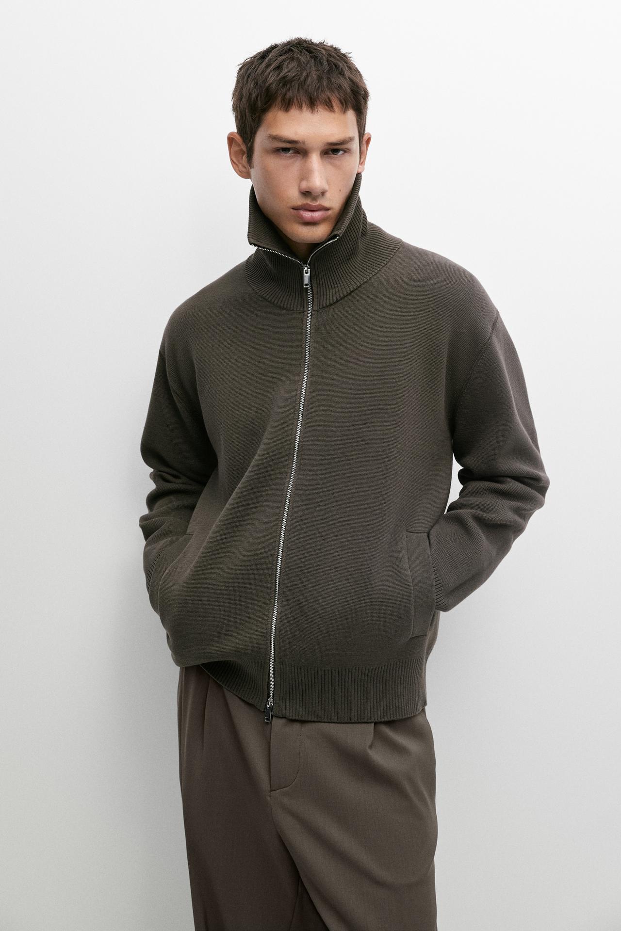 100% cotton zip-up knit cardigan — 548