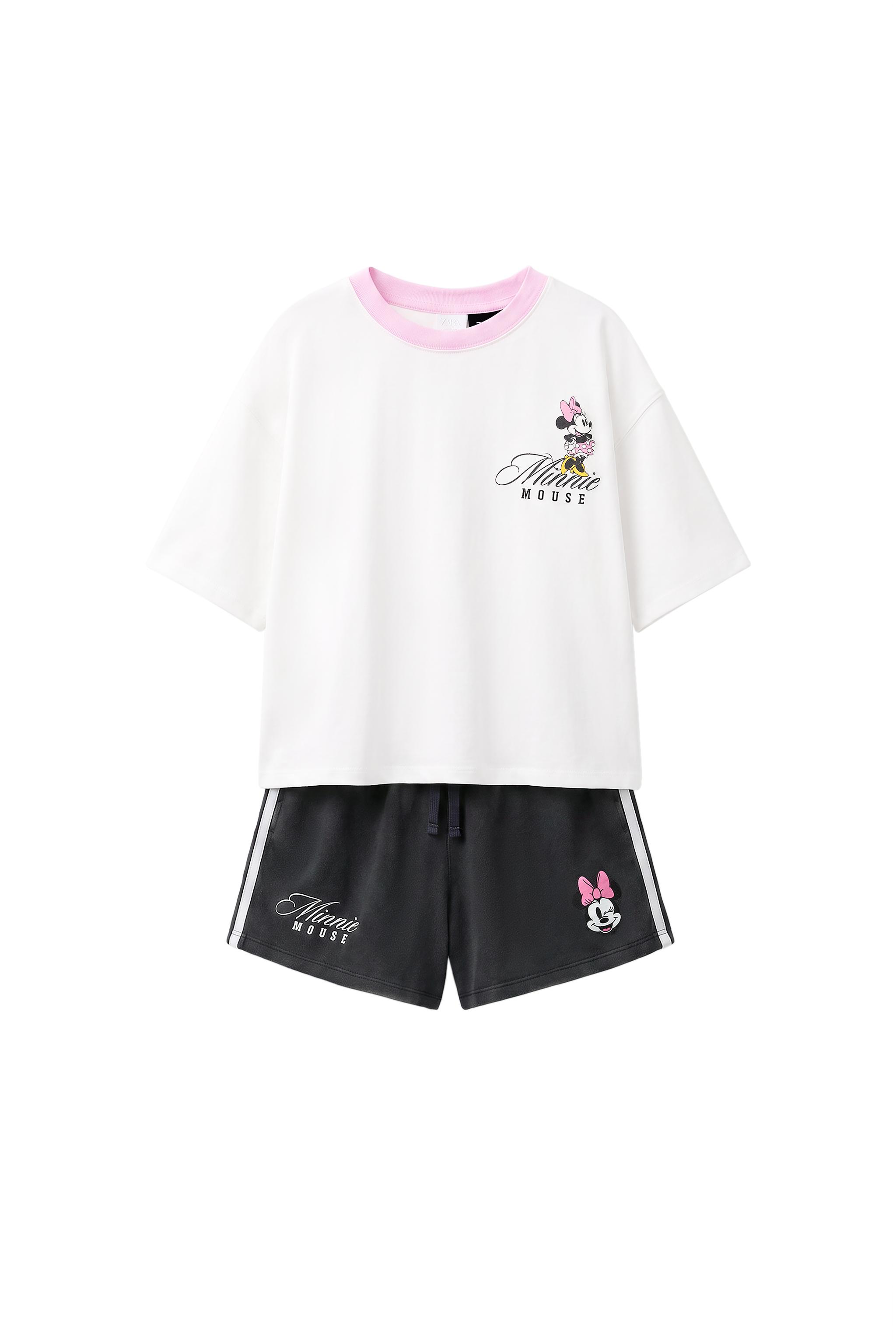 ミニーマウス©ディズニーTシャツ＆バミューダパンツセット - ブラック