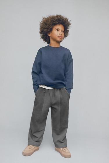 PANTALON EN MOLLETON ET VELOURS CÔTELÉ - Gris bleu de Zara