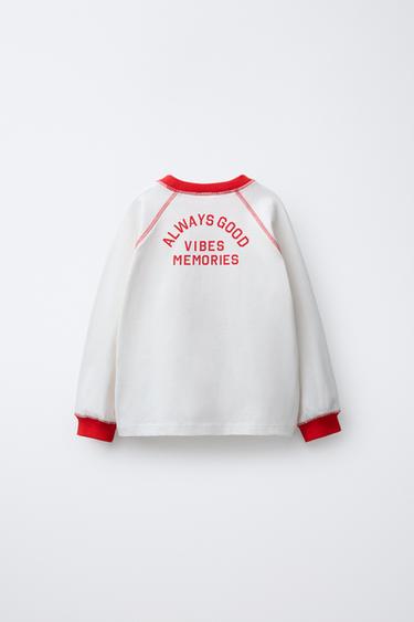 T-SHIRT À MANCHES RAGLAN ET INSCRIPTION - Écru de Zara - Image 1