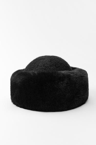 FAUX FUR KNIT BEANIE - Black by Zara - Image 0