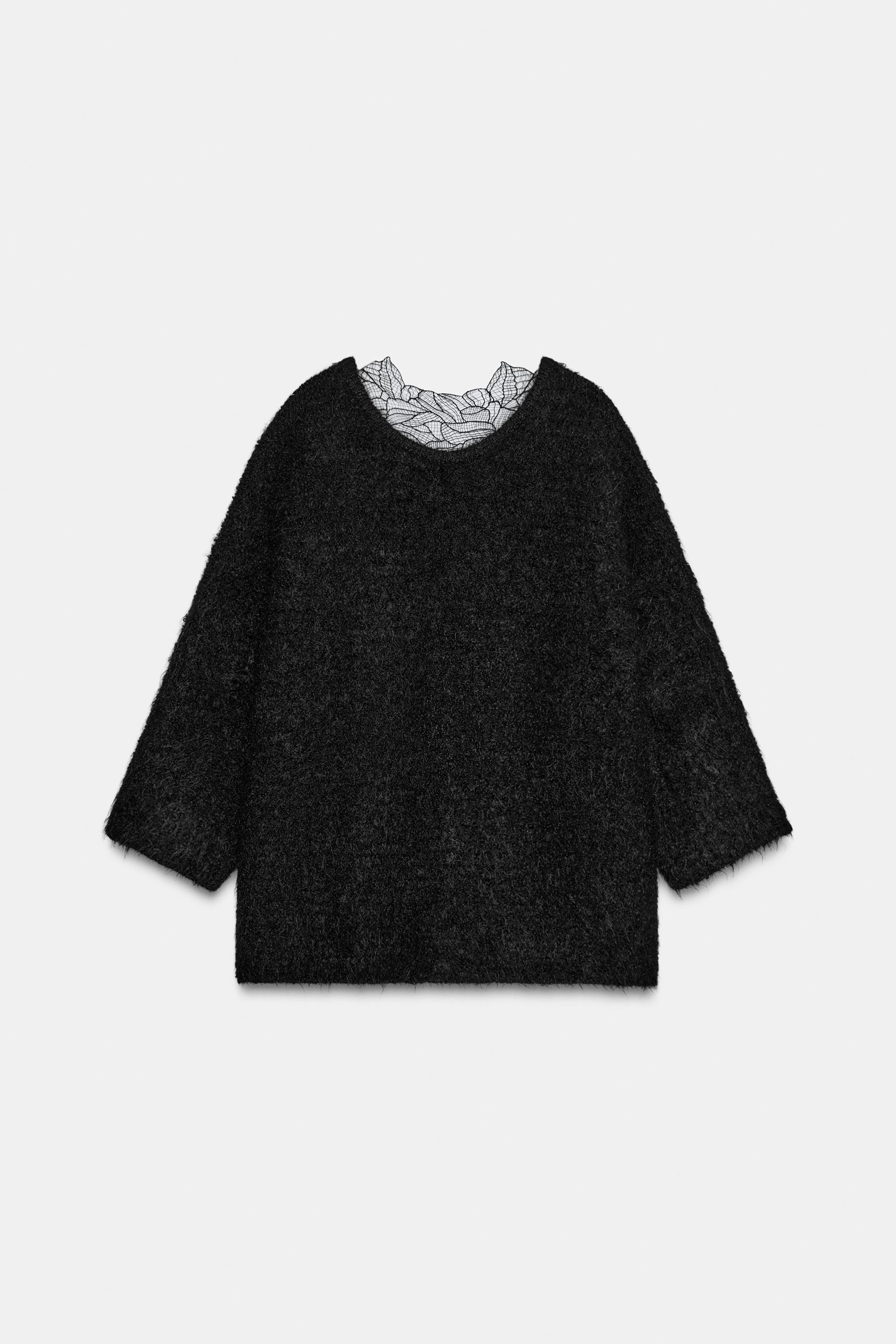レースコンビニットセーター - ブラック | ZARA Japan / 日本