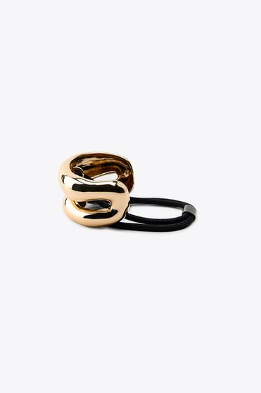 DOUBLE METAL SCRUNCHIE - Golden by Zara - Image 4