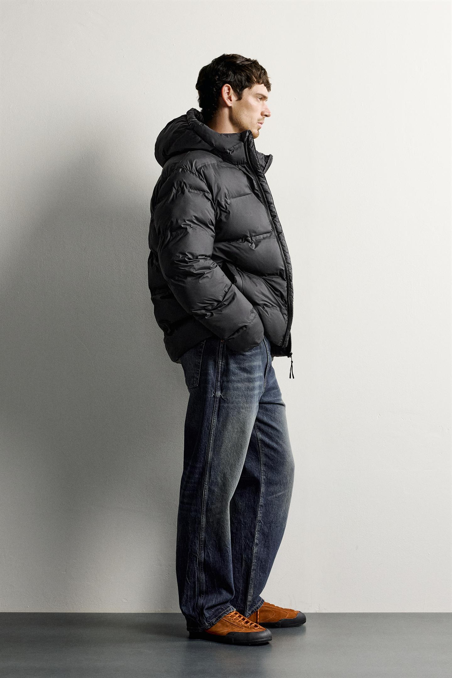 Мужская куртка Zara Quilted Hoodie Jacket, цвет: Чёрный — фото 4