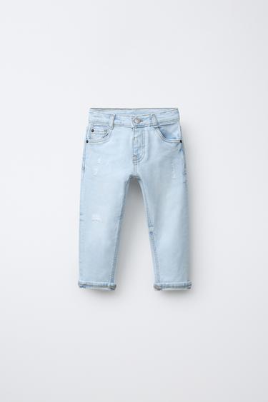 ДЖИНСЫ COMFORT ПРЯМОГО КРОЯ С РАЗРЕЗАМИ — ГОЛУБОЙ от Zara