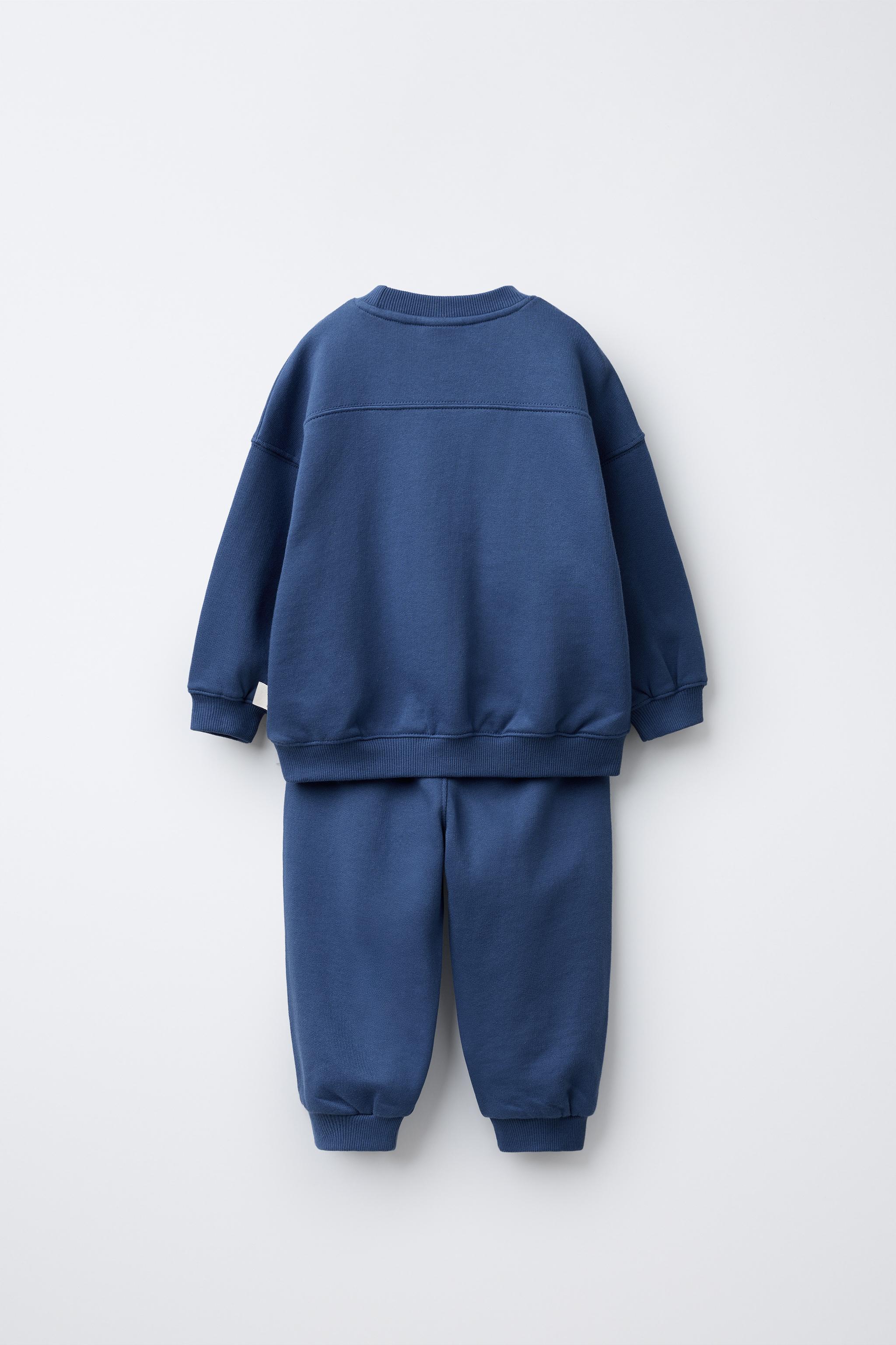SWEATSHIRT AND JOGGER PANTS SET WITH LABEL - Bluish | ZARA