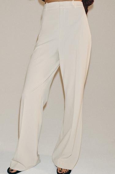 ZW COLLECTION HIGH-WAIST TROUSERS - Ecru by Zara