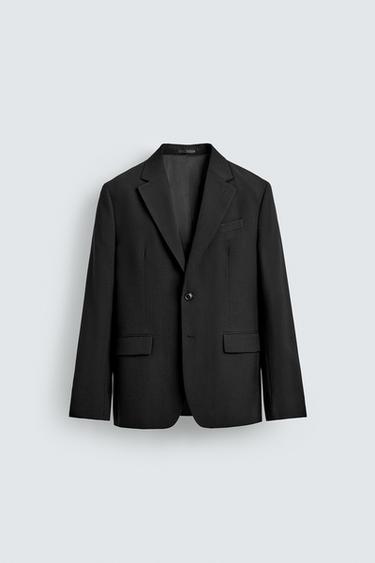 WOOL BLEND SUIT BLAZER - Black by Zara