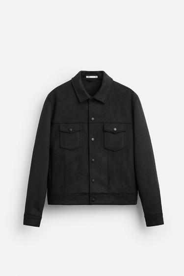 Zara FAUX SUEDE JACKET - Black