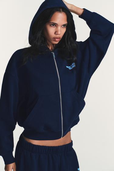 SLOGAN PRINT HOODIE - Blue by Zara