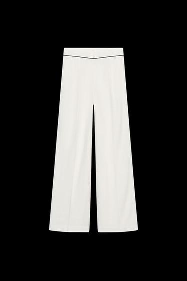 PANTALÓN ANCHO VIVOS - Blanco de Zara - Imagen 0