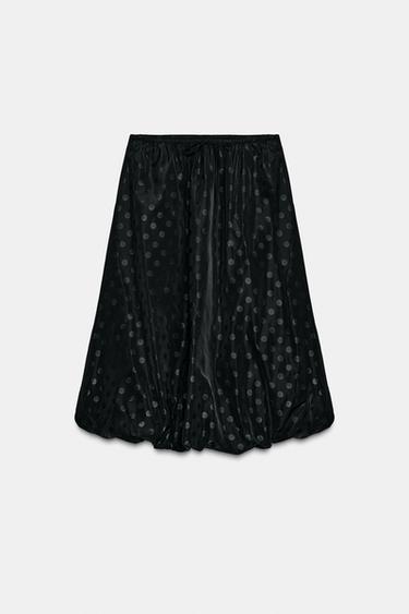 CHÂN VÁY MIDI CHẤM BI DÁNG BÓNG BAY - Màu đen từ Zara