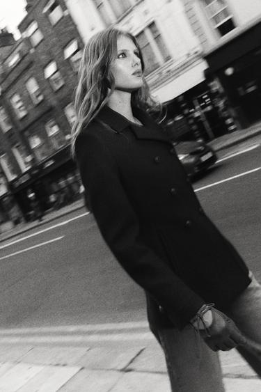 MANTEAU CROISÉ AVEC LAINE - Noir de Zara - Image 4