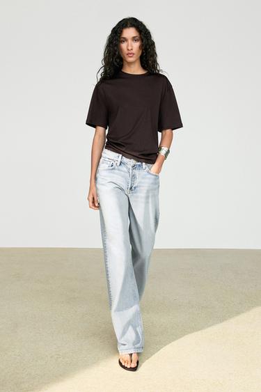 Zara 100% cotton short-sleeve T-shirt - Brown - Image 0
