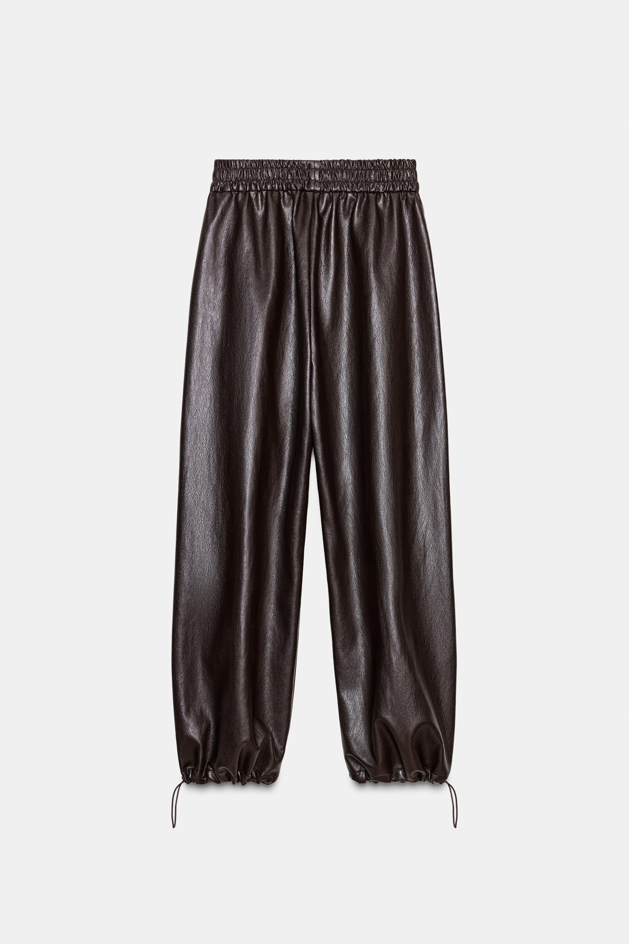 FAUX LEATHER BALLOON PANTS