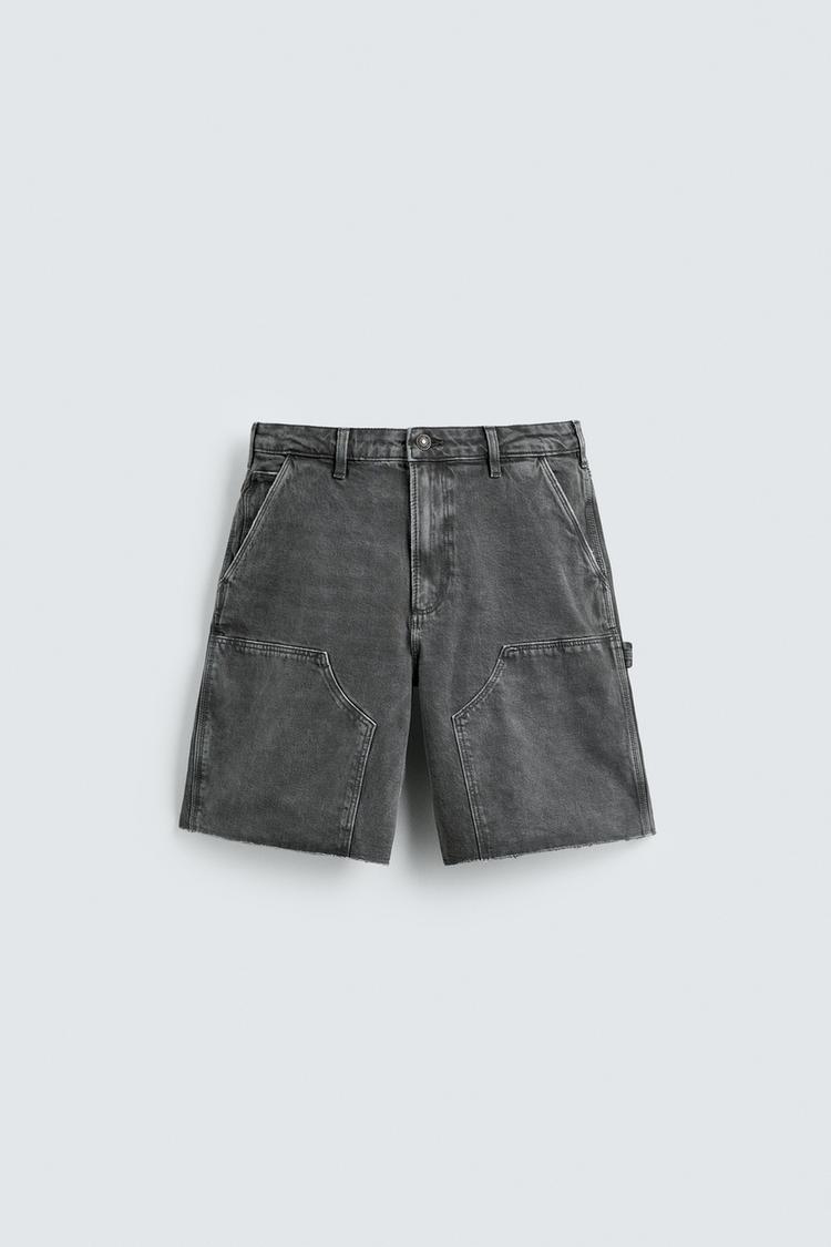 ZARA RELAXED FIT CARPENTER BERMUDA SHORTS