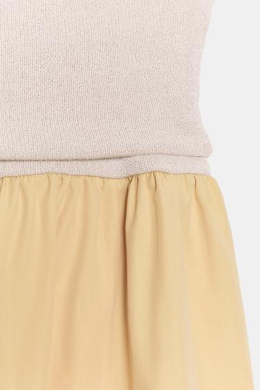 JUPE BIMATIÈRE AVEC CEINTURE - écru/jaune de Zara - Image 4