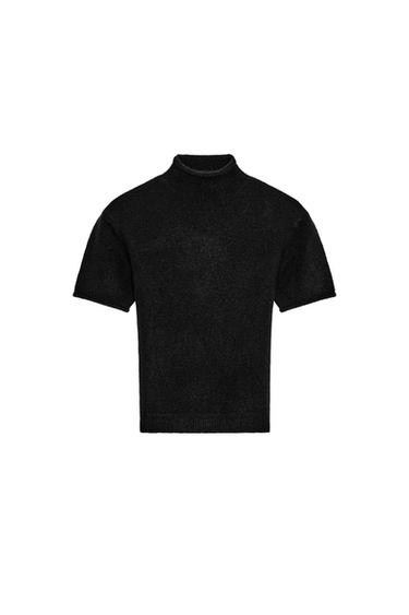 PULL MANCHES COURTES MAILLES DOUCES - Noir de Zara