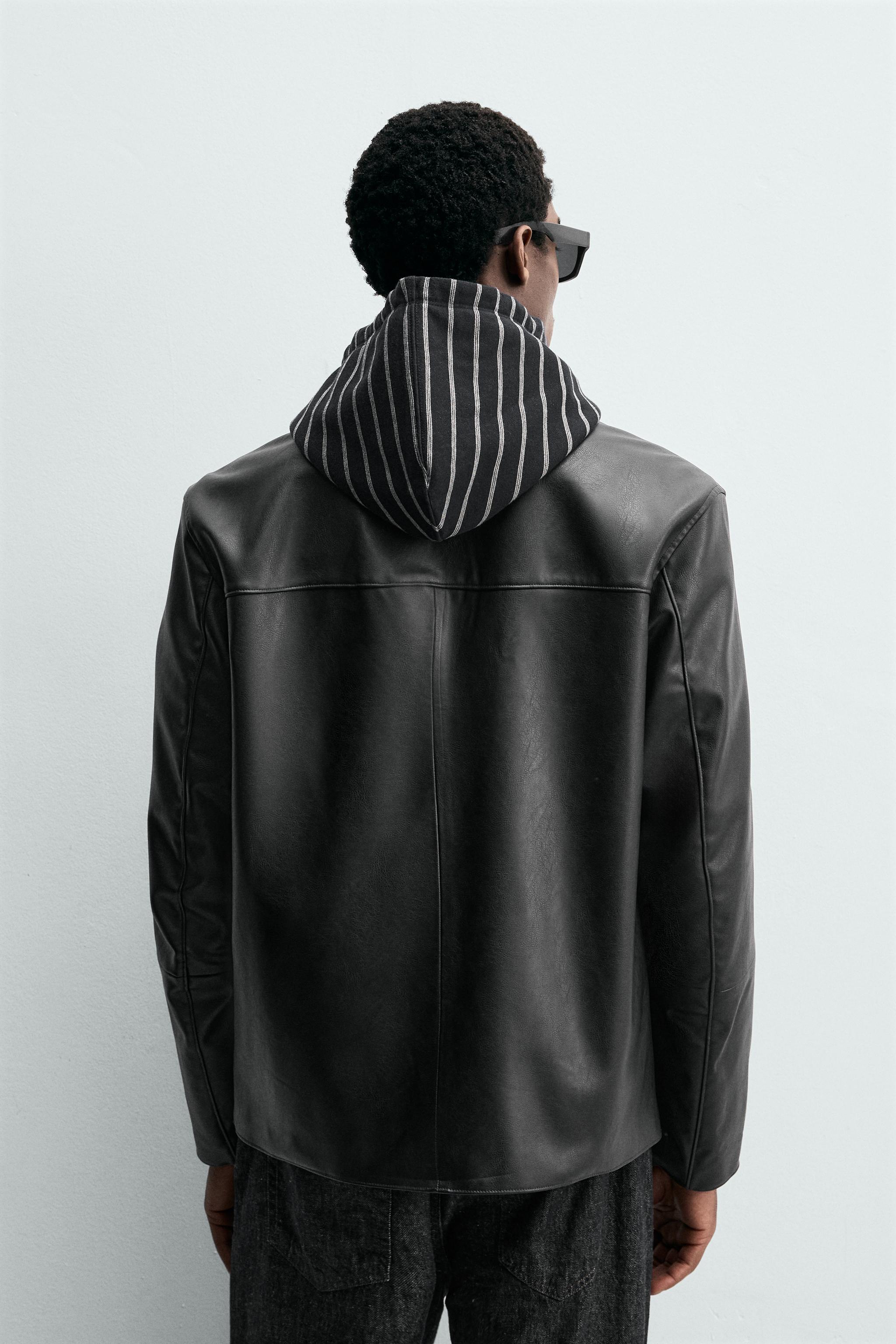 ZARA レザージャケット　新品　Mサイズ　ダークブラウン ZARA］オーバーサイズ フェイクレザージャケット (ZARA/レザー