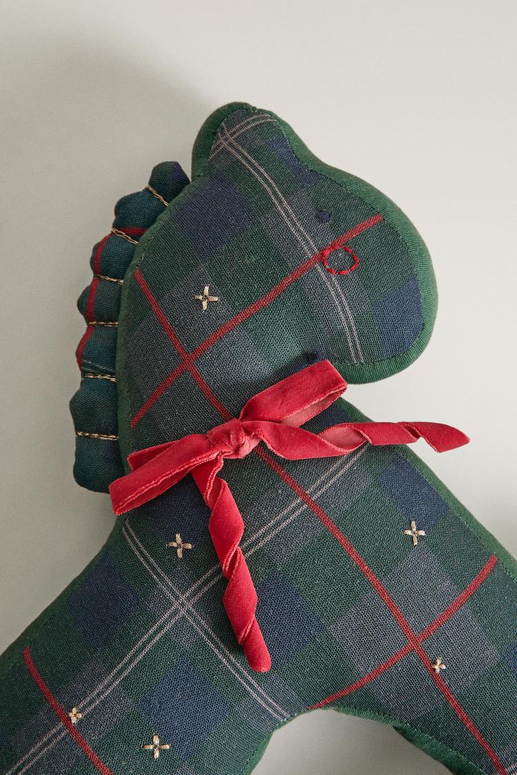 CHRISTMAS ROCKING HORSE KIDS' CUSHION — Green
