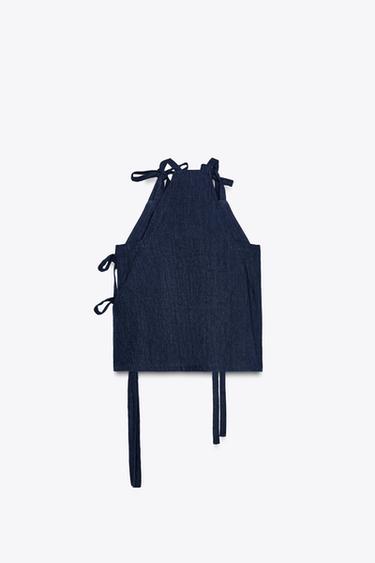 100% LINEN TOP WITH TIES X FANGLU LIN - Indigo by Zara - Image 5