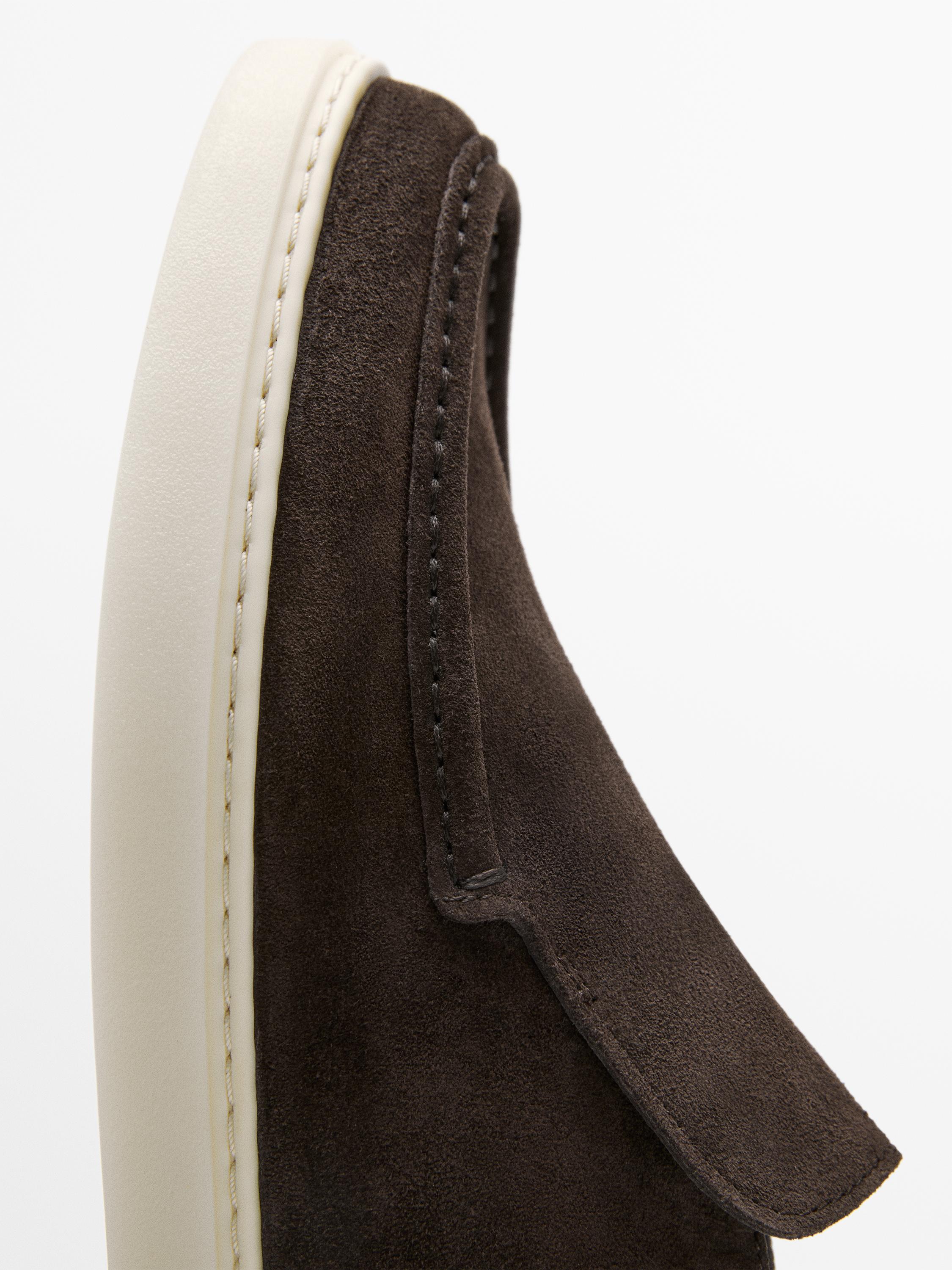 Split leather boot-style loafers