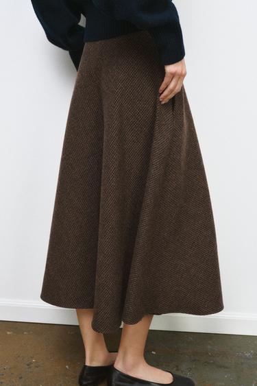 ZW COLLECTION WOOL HOUNDSTOOTH LAYERED SKIRT - Multicoloured by Zara - Image 2