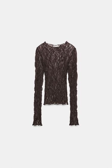 TOP ENCAJE - Marrón de Zara - Imagen 0