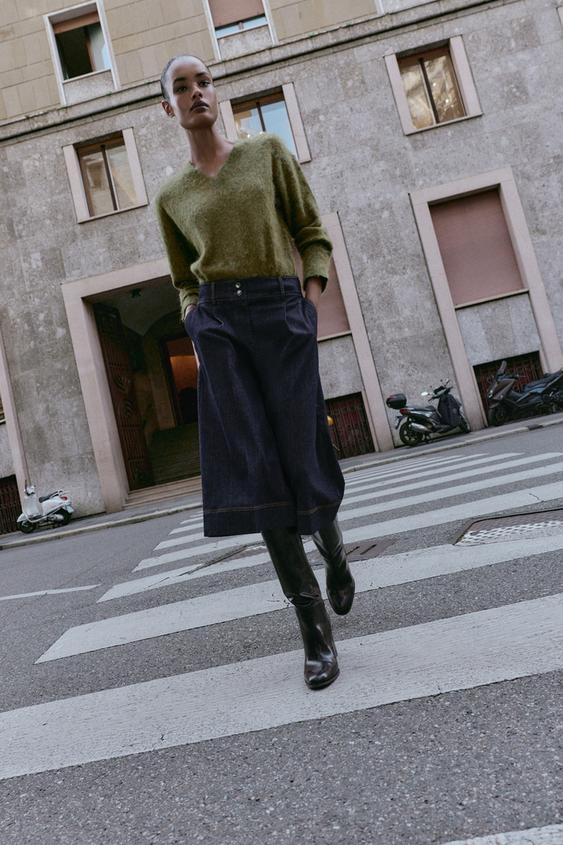 SHORT LONG EN JEAN À PINCES Z1975