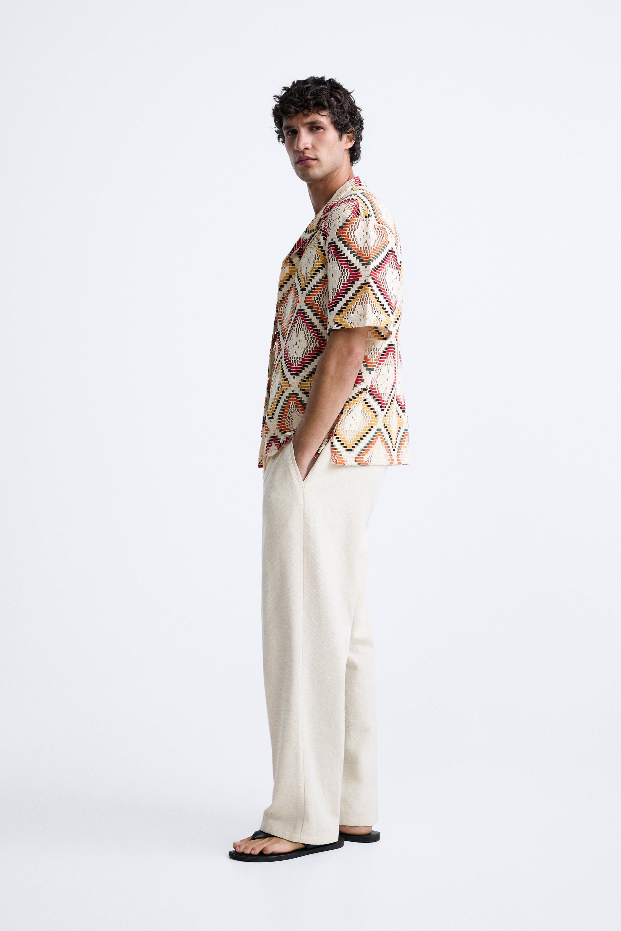 ZARA 花柄ジオメトリッククロシェシャツ - メルカリ